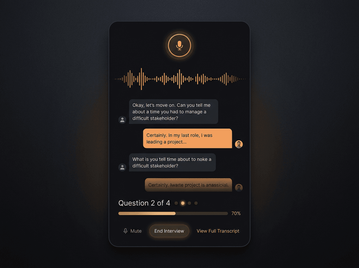 AI voice interview in progress